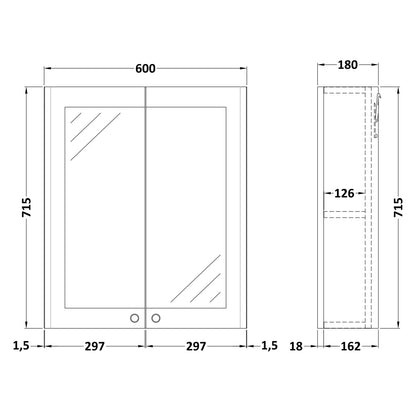 Fairford Laurel 2.0 600mm Satin White Mirror Cabinet