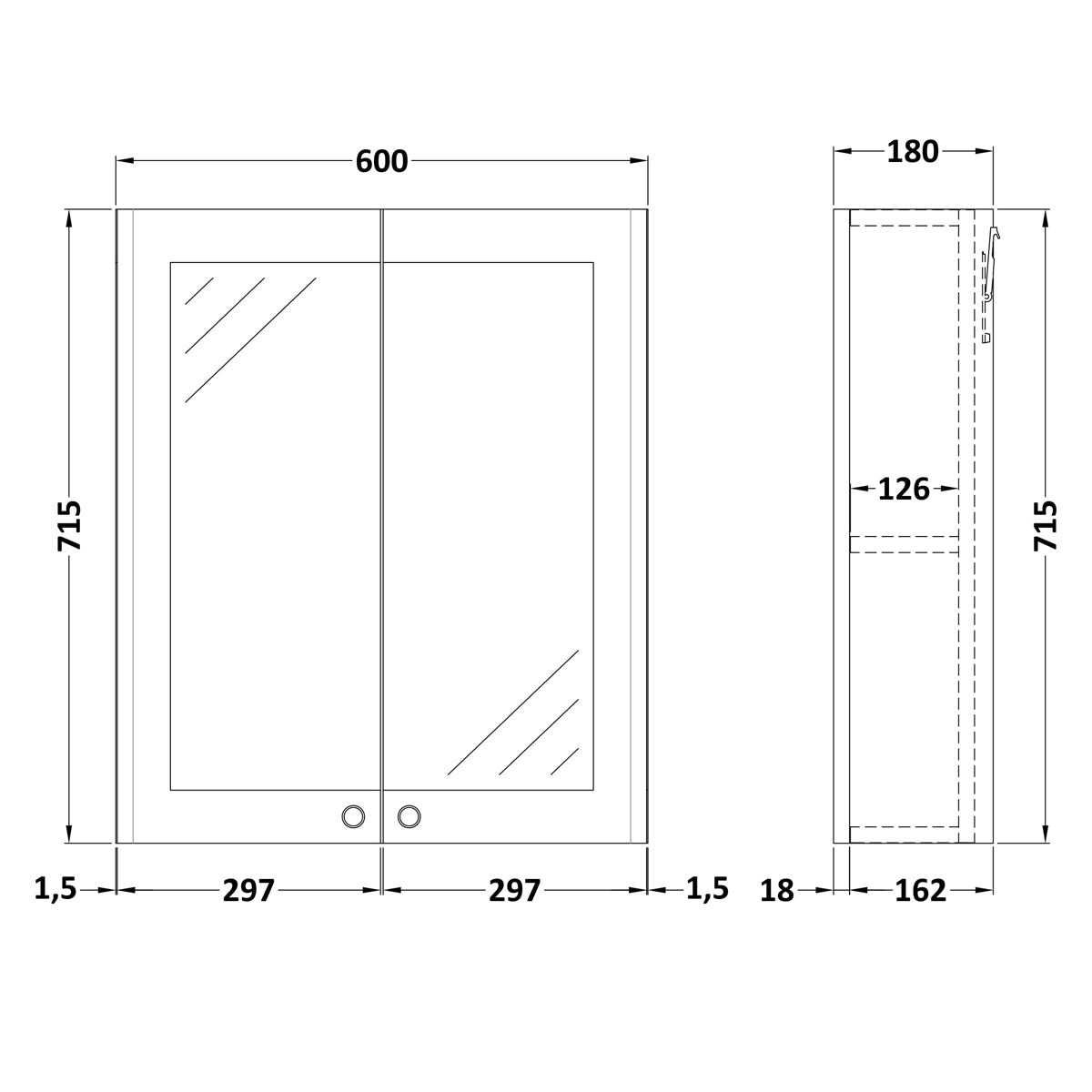 Fairford Laurel 2.0 600mm Satin Anthracite Mirror Cabinet