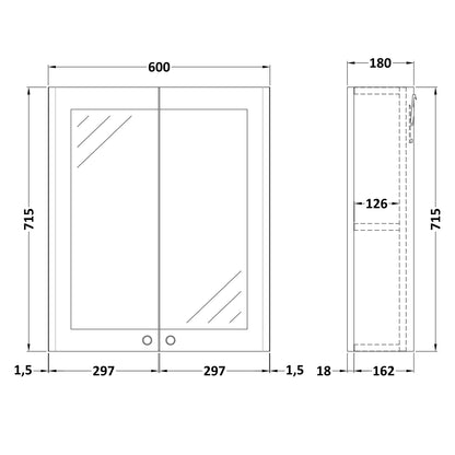 Fairford Laurel 2.0 600mm Satin Anthracite Mirror Cabinet