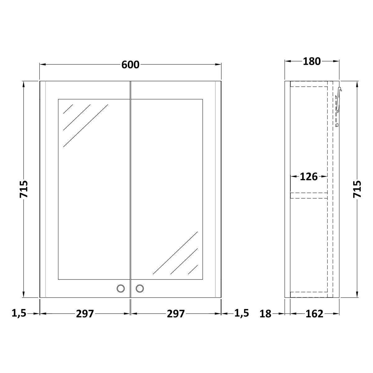 Fairford Laurel 2.0 600mm Satin Grey Mirror Cabinet