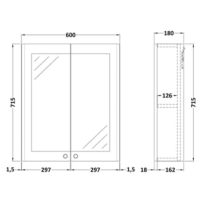 Fairford Laurel 2.0 600mm Satin Grey Mirror Cabinet