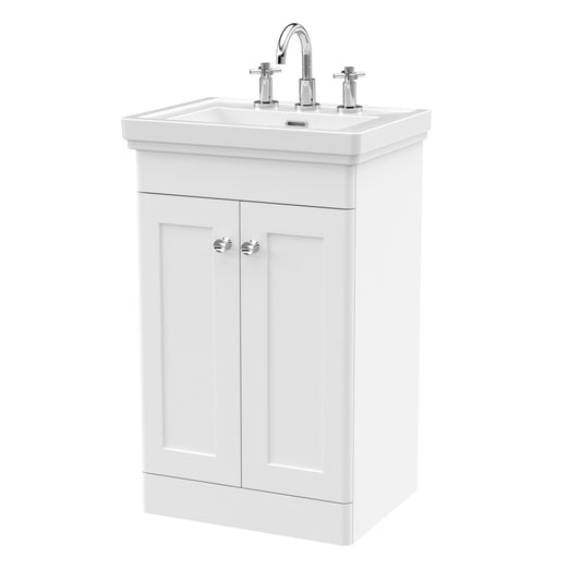Fairford Laurel 2.0 500mm Floor Standing Satin White Vanity Unit - 3 Tap Hole