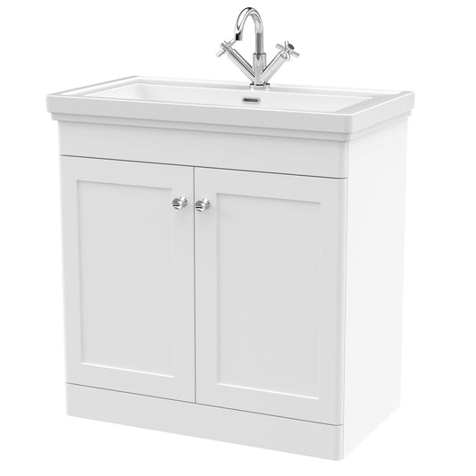 Fairford Laurel 2.0 800mm Floor Standing Satin White Vanity Unit - 1 Tap Hole