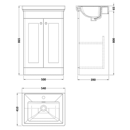 Fairford Laurel 2.0 500mm Floor Standing Satin Anthracite Vanity Unit - 1 Tap Hole