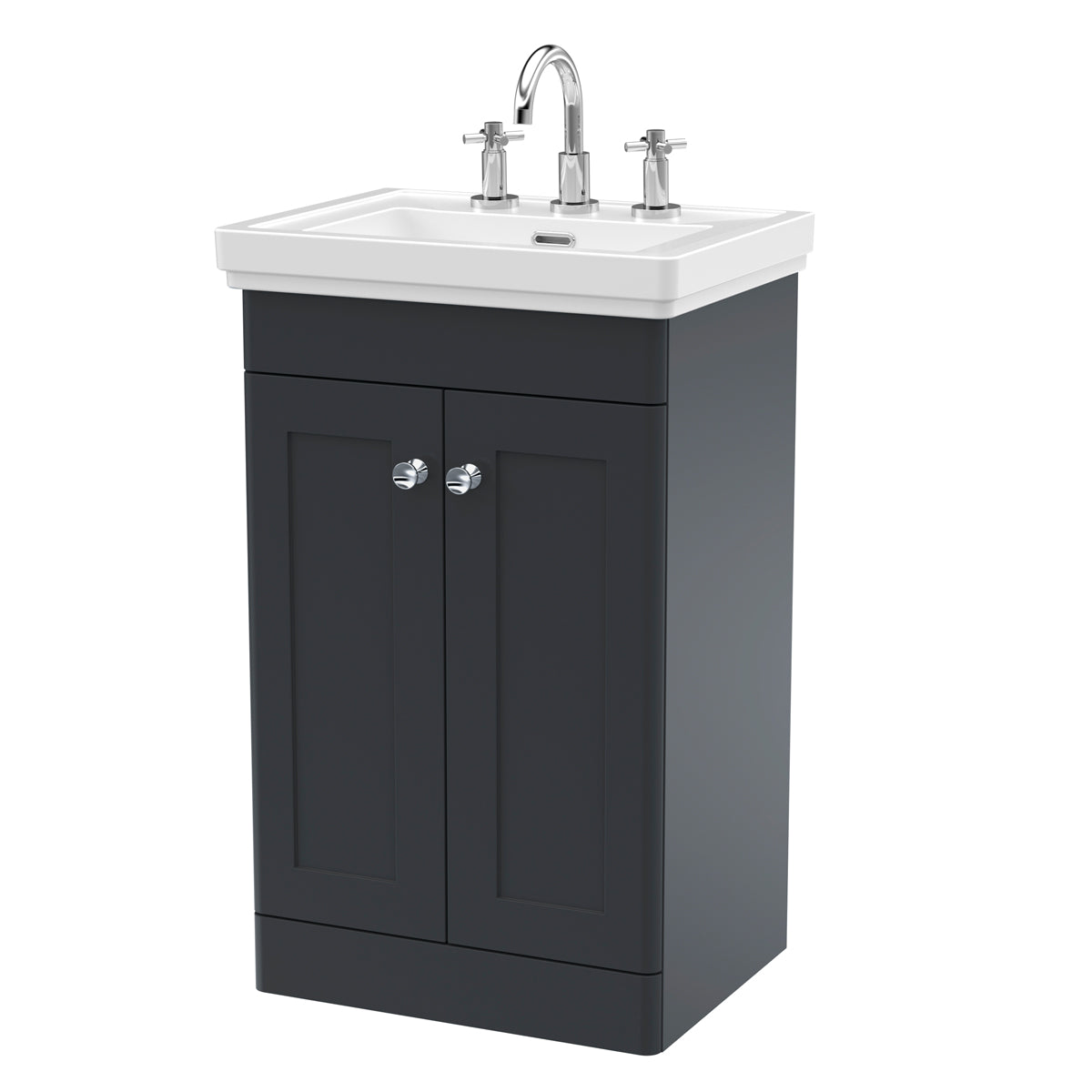 Fairford Laurel 2.0 500mm Floor Standing Satin Anthracite Vanity Unit - 3 Tap Hole