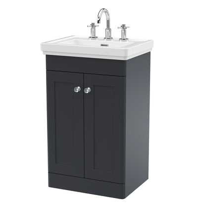 Fairford Laurel 2.0 500mm Floor Standing Satin Anthracite Vanity Unit - 3 Tap Hole