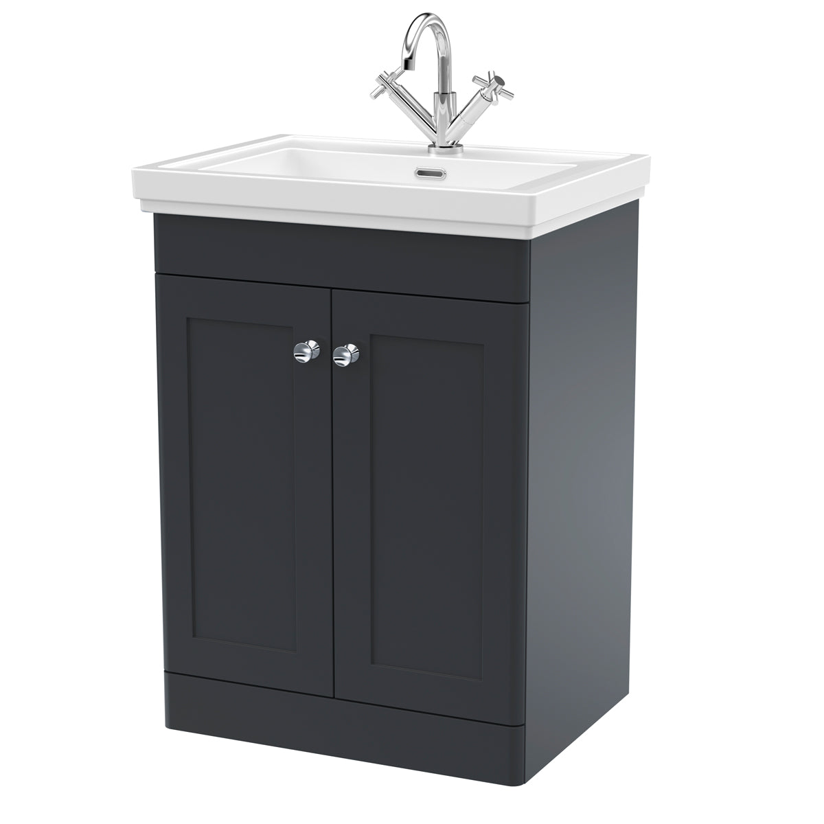 Fairford Laurel 2.0 600mm Floor Standing Satin Anthracite Vanity Unit - 1 Tap Hole
