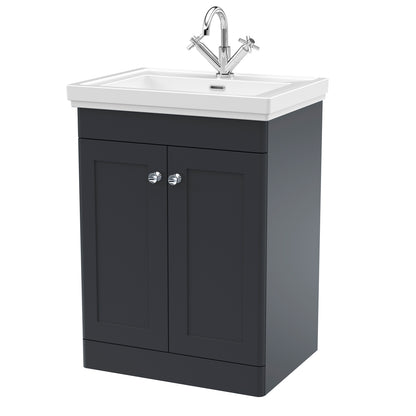 Fairford Laurel 2.0 600mm Floor Standing Satin Anthracite Vanity Unit - 1 Tap Hole
