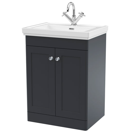 Fairford Laurel 2.0 600mm Floor Standing Satin Anthracite Vanity Unit - 1 Tap Hole