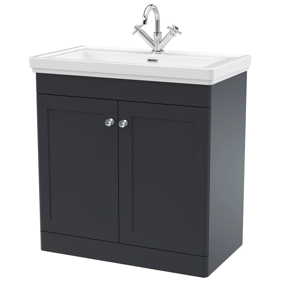 Fairford Laurel 2.0 800mm Floor Standing Satin Anthracite Vanity Unit - 1 Tap Hole