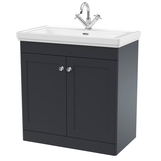Fairford Laurel 2.0 800mm Floor Standing Satin Anthracite Vanity Unit - 1 Tap Hole