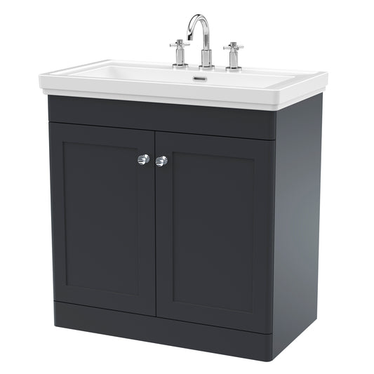 Fairford Laurel 2.0 800mm Floor Standing Satin Anthracite Vanity Unit - 3 Tap Hole