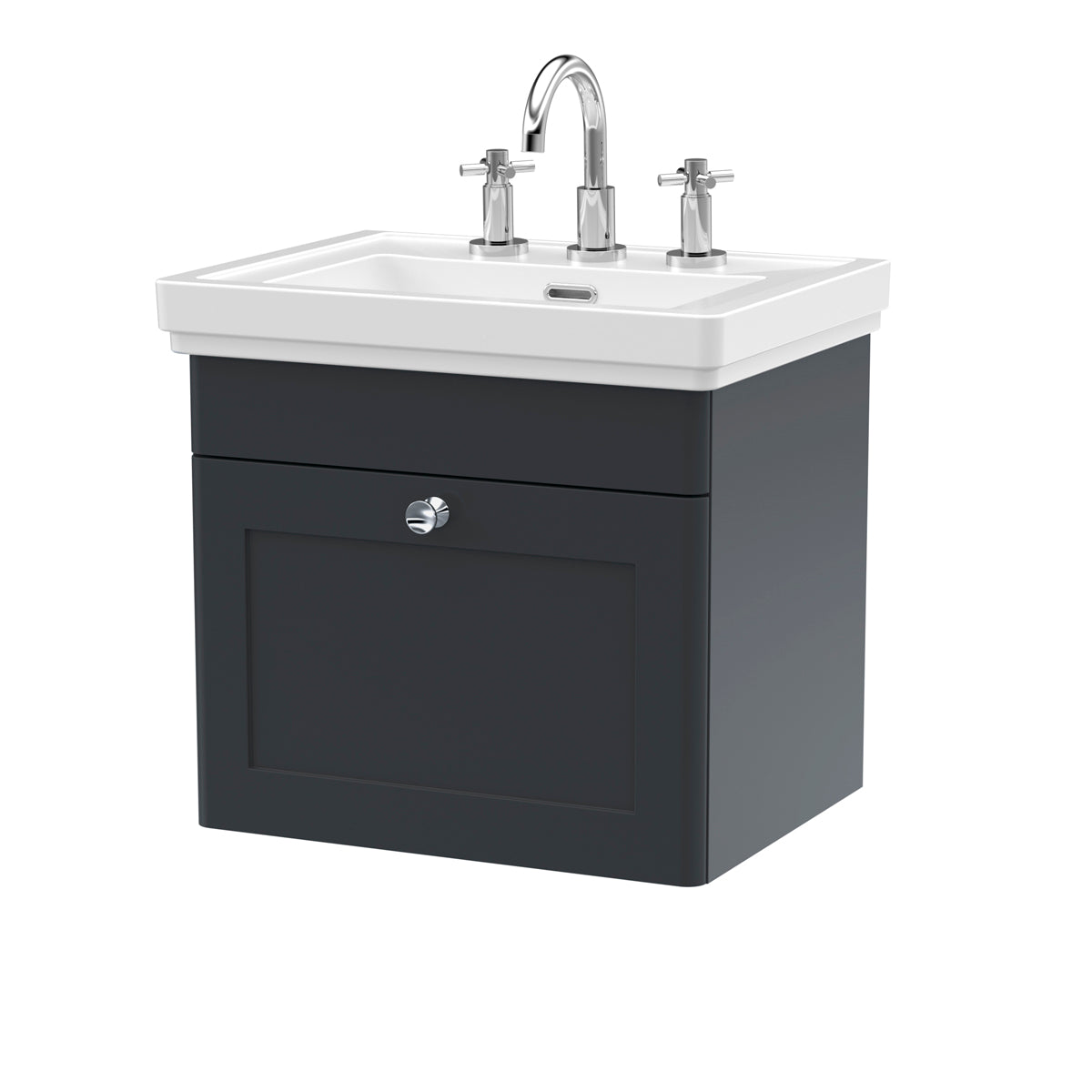 Fairford Laurel 2.0 500mm Wall Hung Satin Anthracite Vanity Unit - 3 Tap Hole