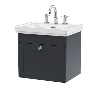 Fairford Laurel 2.0 500mm Wall Hung Satin Anthracite Vanity Unit - 3 Tap Hole