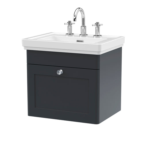 Fairford Laurel 2.0 500mm Wall Hung Satin Anthracite Vanity Unit - 3 Tap Hole