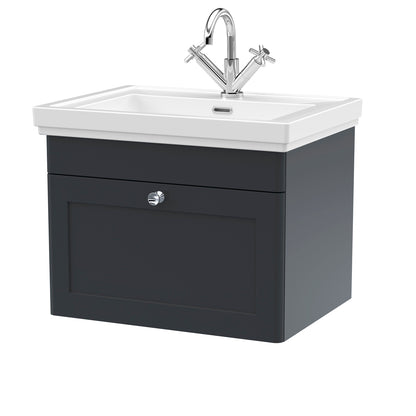 Fairford Laurel 2.0 600mm Wall Hung Satin Anthracite Vanity Unit - 1 Tap Hole