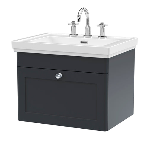 Fairford Laurel 2.0 600mm Wall Hung Satin Anthracite Vanity Unit - 3 Tap Hole