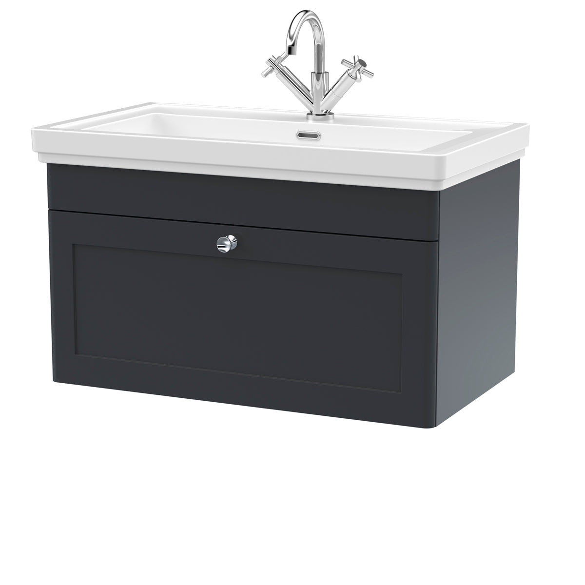 Fairford Laurel 2.0 800mm Wall Hung Satin Anthracite Vanity Unit - 1 Tap Hole