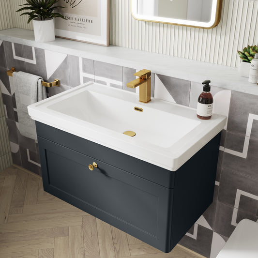 Fairford Laurel 2.0 800mm Wall Hung Satin Anthracite Vanity Unit - 1 Tap Hole