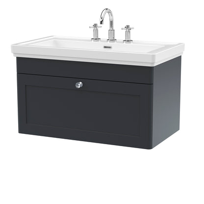 Fairford Laurel 2.0 800mm Wall Hung Satin Anthracite Vanity Unit - 3 Tap Hole