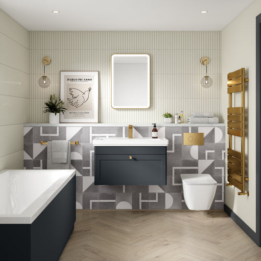 Fairford Laurel 2.0 600mm Wall Hung Satin Anthracite Vanity Unit - 1 Tap Hole