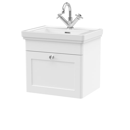 Fairford Laurel 2.0 500mm Wall Hung Satin White Vanity Unit - 1 Tap Hole