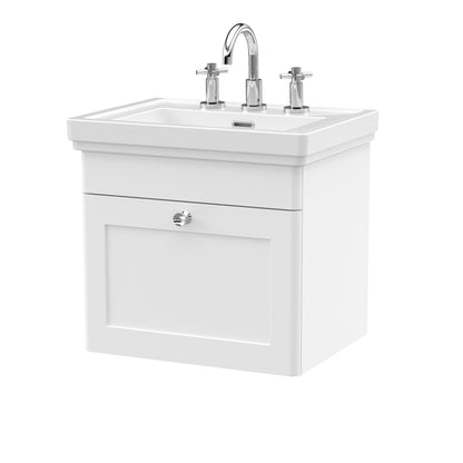 Fairford Laurel 2.0 500mm Wall Hung Satin White Vanity Unit - 3 Tap Hole