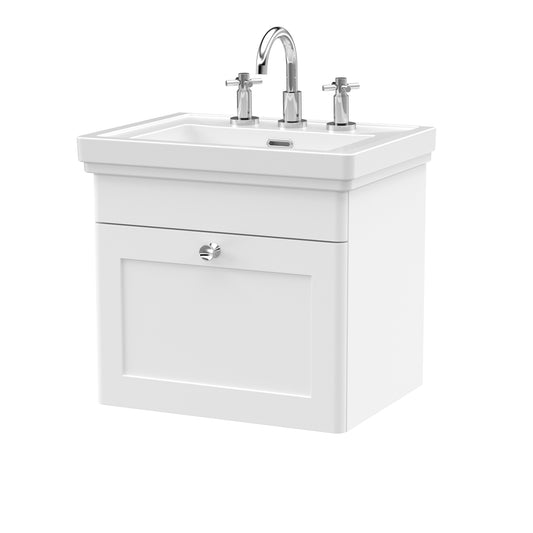 Fairford Laurel 2.0 500mm Wall Hung Satin White Vanity Unit - 3 Tap Hole
