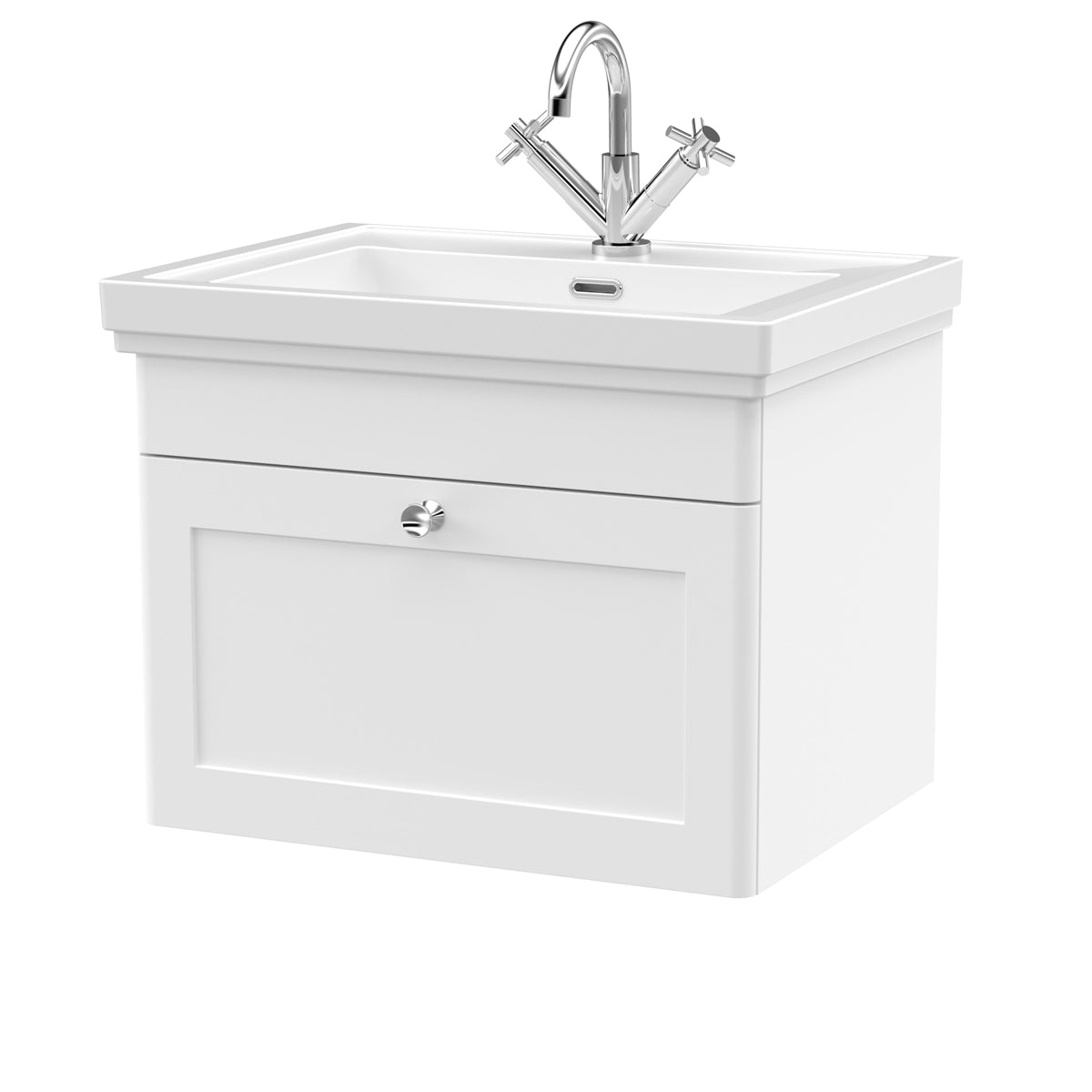 Fairford Laurel 2.0 600mm Wall Hung Satin White Vanity Unit - 1 Tap Hole
