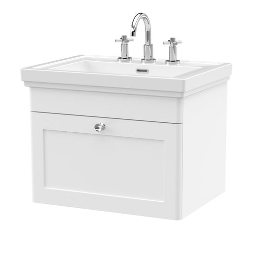 Fairford Laurel 2.0 600mm Wall Hung Satin White Vanity Unit - 3 Tap Hole