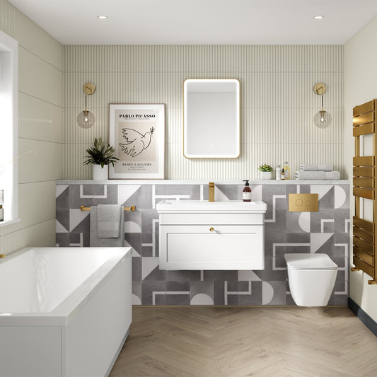 Fairford Laurel 2.0 600mm Wall Hung Satin White Vanity Unit - 1 Tap Hole