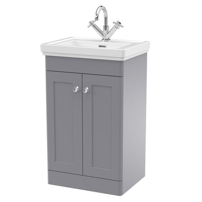 Fairford Laurel 2.0 500mm Floor Standing Satin Grey Vanity Unit - 1 Tap Hole
