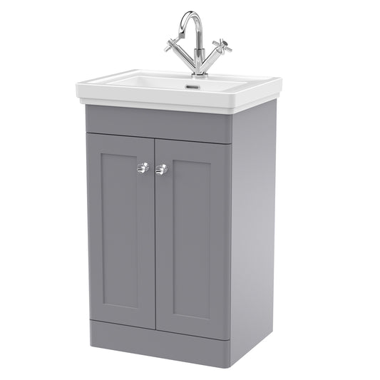 Fairford Laurel 2.0 500mm Floor Standing Satin Grey Vanity Unit - 1 Tap Hole