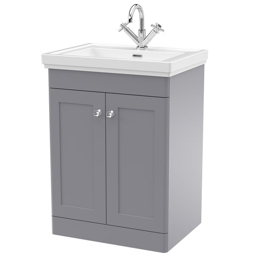 Fairford Laurel 2.0 600mm Floor Standing Satin Grey Vanity Unit - 1 Tap Hole