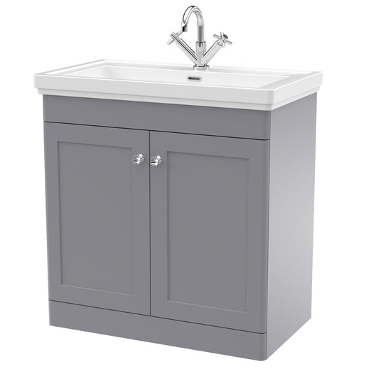 Fairford Laurel 2.0 800mm Floor Standing Satin Grey Vanity Unit - 1 Tap Hole