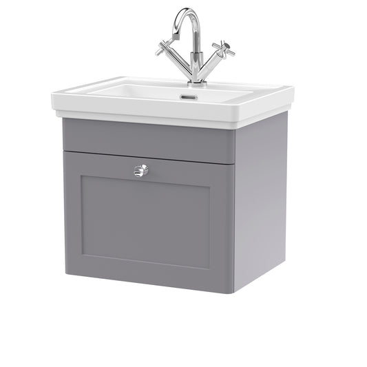 Fairford Laurel 2.0 500mm Wall Hung Satin Grey Vanity Unit - 1 Tap Hole