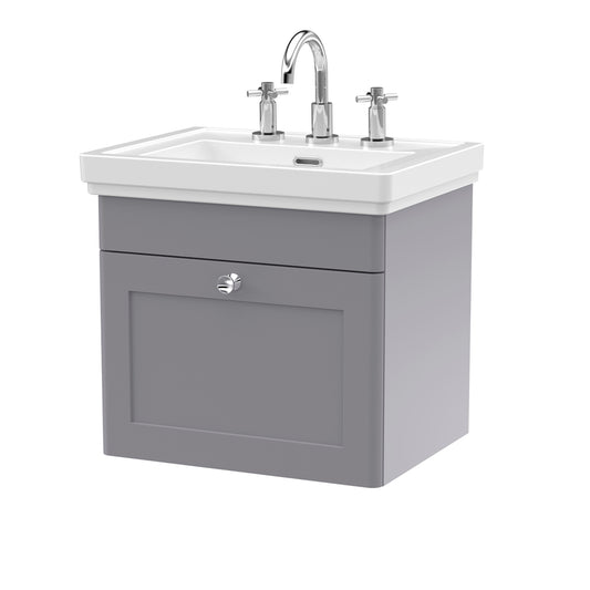 Fairford Laurel 2.0 500mm Wall Hung Satin Grey Vanity Unit - 3 Tap Hole