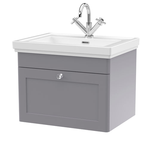 Fairford Laurel 2.0 600mm Wall Hung Satin Grey Vanity Unit - 1 Tap Hole