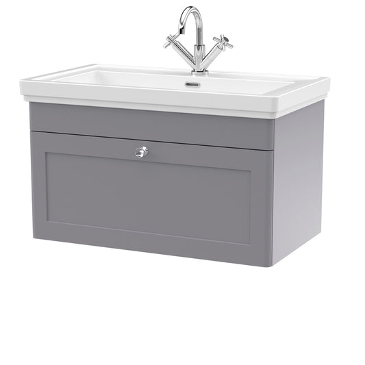 Fairford Laurel 2.0 800mm Wall Hung Satin Grey Vanity Unit - 1 Tap Hole
