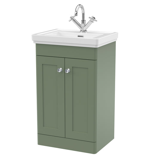 Fairford Laurel 2.0 500mm Floor Standing Satin Green Vanity Unit - 1 Tap Hole