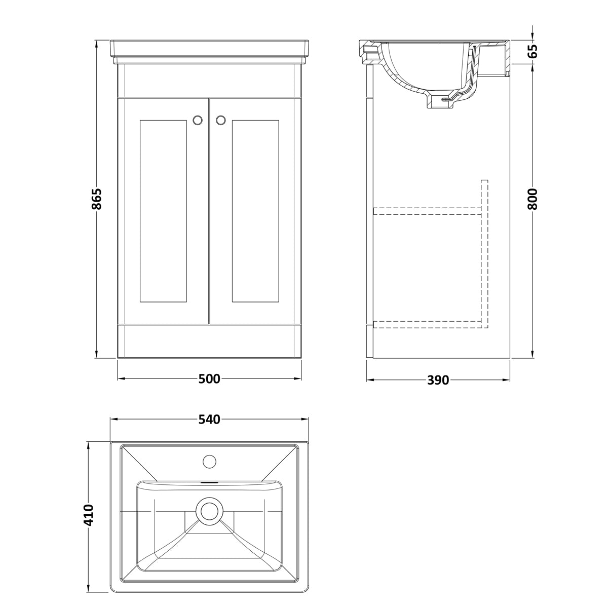 Fairford Laurel 2.0 500mm Floor Standing Satin Green Vanity Unit - 1 Tap Hole