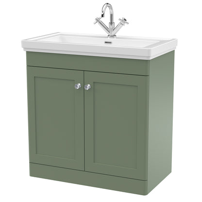Fairford Laurel 2.0 800mm Floor Standing Satin Green Vanity Unit - 1 Tap Hole