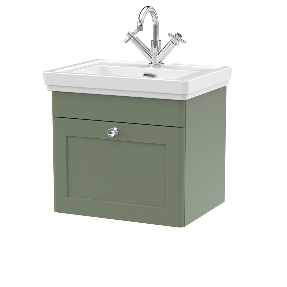 Fairford Laurel 2.0 500mm Wall Hung Satin Green Vanity Unit - 1 Tap Hole