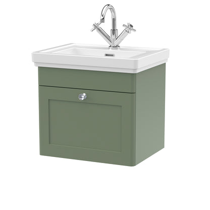Fairford Laurel 2.0 500mm Wall Hung Satin Green Vanity Unit - 1 Tap Hole
