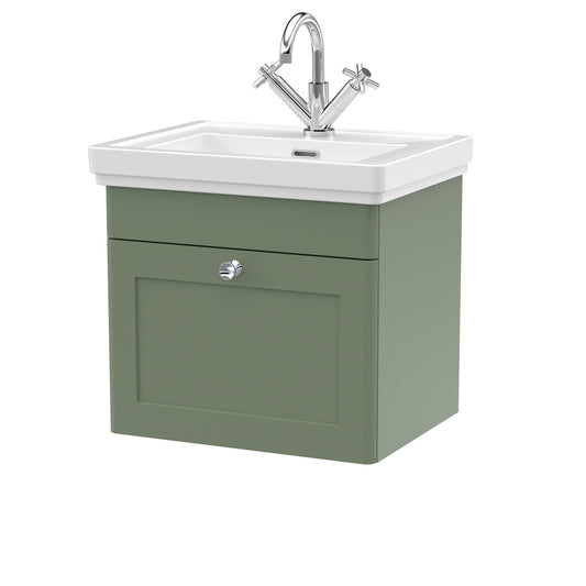 Fairford Laurel 2.0 500mm Wall Hung Satin Green Vanity Unit - 1 Tap Hole