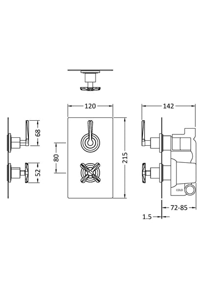 Fairford Verso Concealed Twin Valve, 1 Outlet