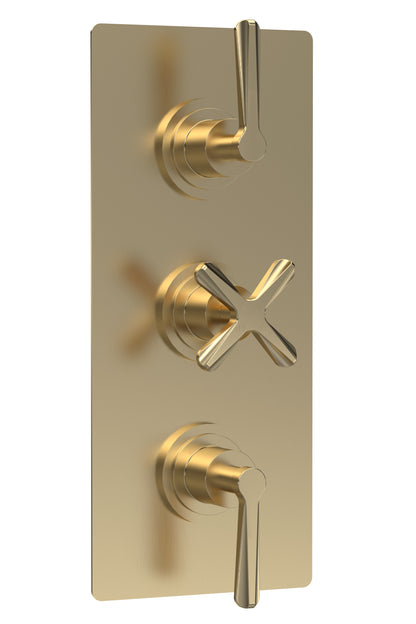 Fairford Verso Brushed Brass Concealed Triple Valve w/ Diverter