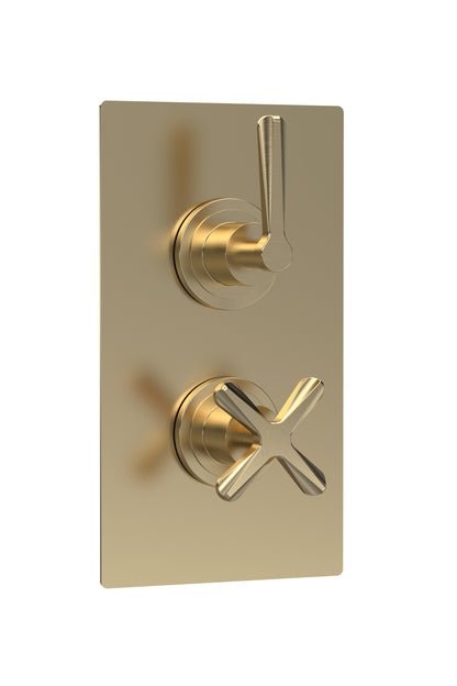 Fairford Verso Brushed Brass Concealed Twin Valve w/ Diverter