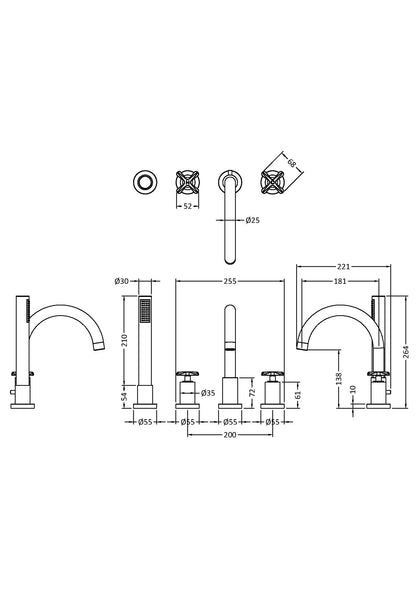 Fairford Verso 4 Hole Deck Mounted Bath Shower Mixer