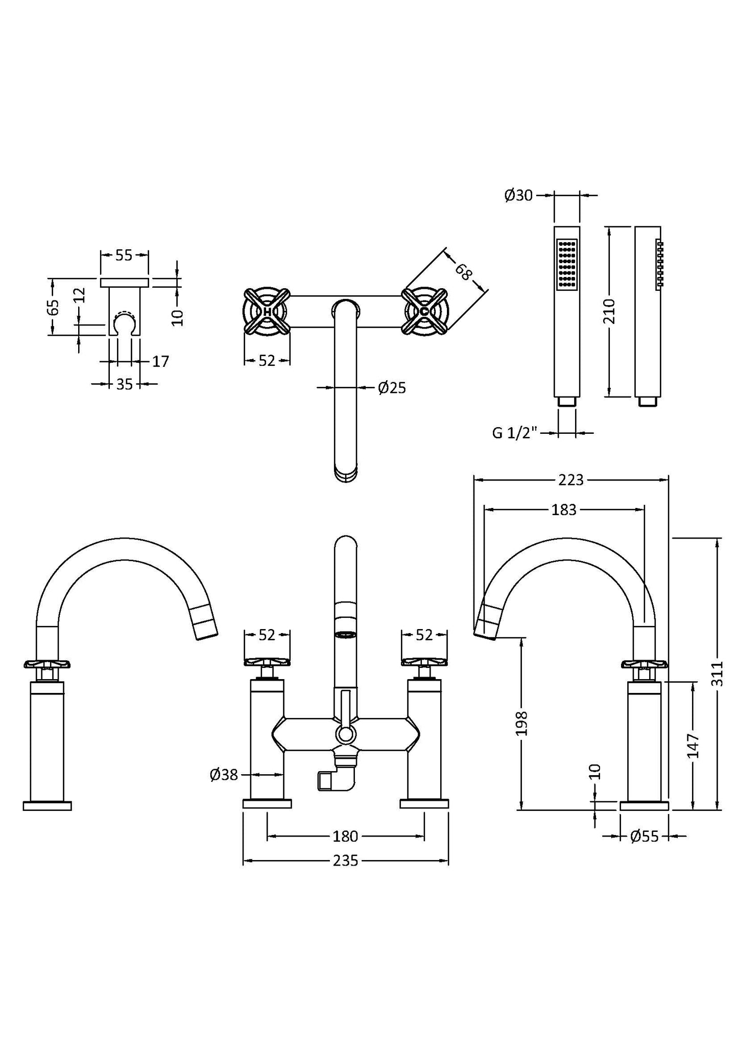 Fairford Verso Bath Shower Mixer